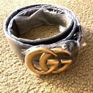 Women GG Black Leather Belt